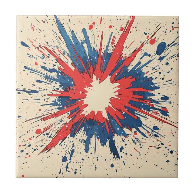 Crimson Red Comic Explosion Speed Line Tile (Front)