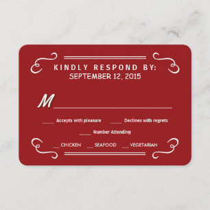 Crimson Red Eat Drink & RSVP Rustic Wedding Reply Card
