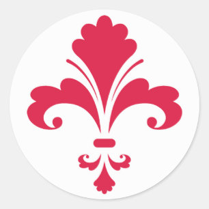 Crimson Red Fleur de lis Classic Round Sticker