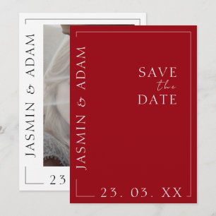 Crimson Red Framed Photo Wedding Save The Date