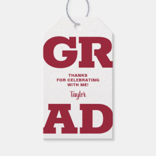 Crimson Red Graduation Party Favour Gift Tags