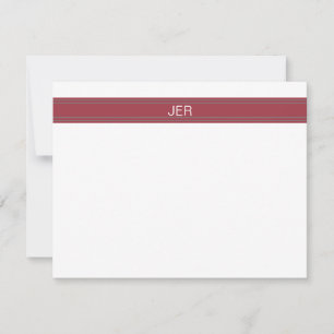 Crimson Red, Grey White Monogrammed Name Initials Card