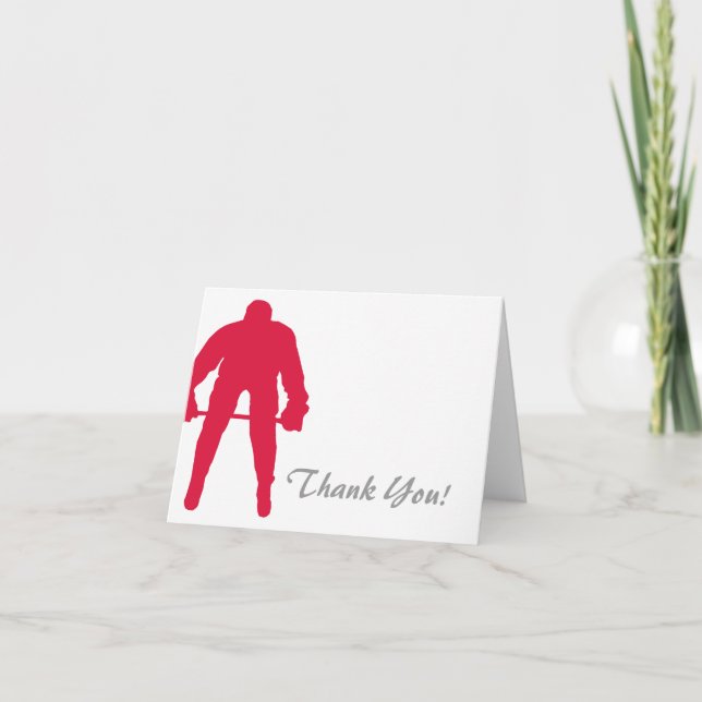 Crimson Red Hockey Thank You Card (Front)