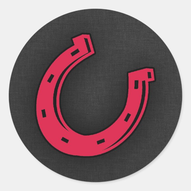 Crimson Red Horseshoe Classic Round Sticker (Front)
