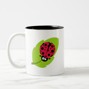 Crimson Red Ladybug Two-Tone Coffee Mug