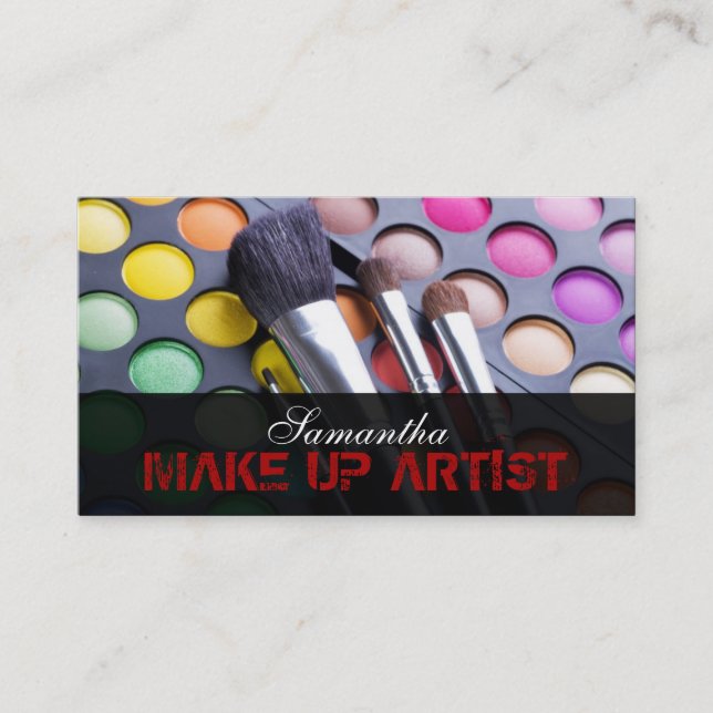 Crimson Red Make Up Artist Palette Business Card (Front)