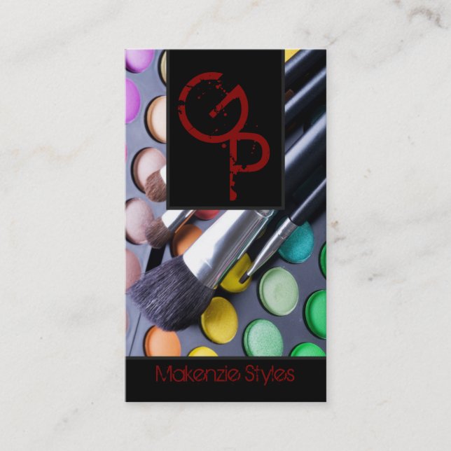 Crimson Red Make Up Artist Palette Business Card (Front)