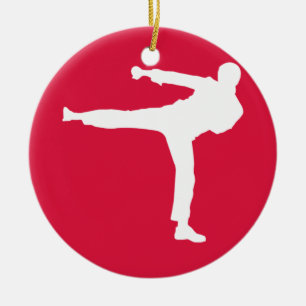 Crimson Red Martial Arts Ceramic Tree Decoration