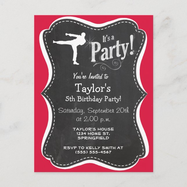 Crimson Red Martial Arts Invitation Postcard (Front)