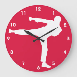 Crimson Red Martial Arts Large Clock