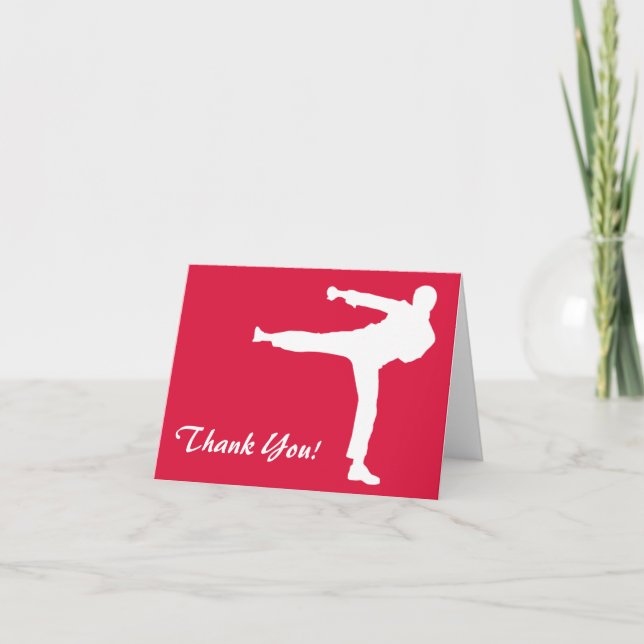 Crimson Red Martial Arts Thank You Card (Front)