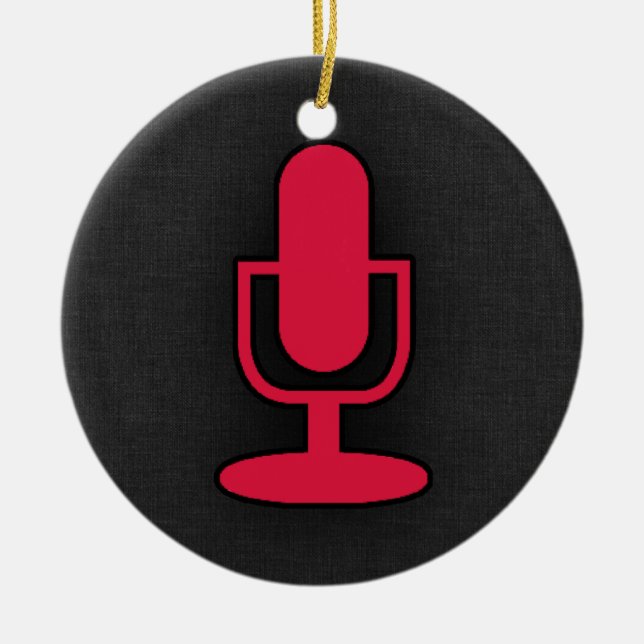 Crimson Red Microphone Ceramic Tree Decoration (Front)