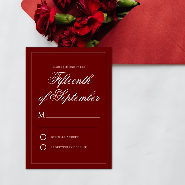 Crimson Red Minimal Elegant Calligraphy RSVP Card (Creator Uploaded)