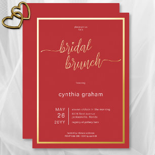 Crimson Red Modern Minimal Bridal Brunch