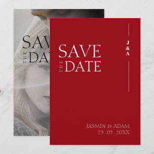 Crimson Red Monogram Photo Wedding Save The Date