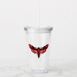Crimson Red Moth Acrylic Tumbler