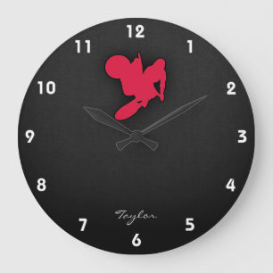 Crimson Red Motocross Large Clock