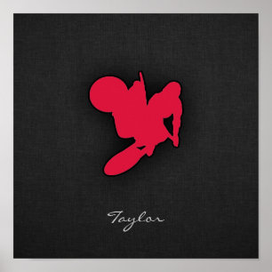 Crimson Red Motocross Poster