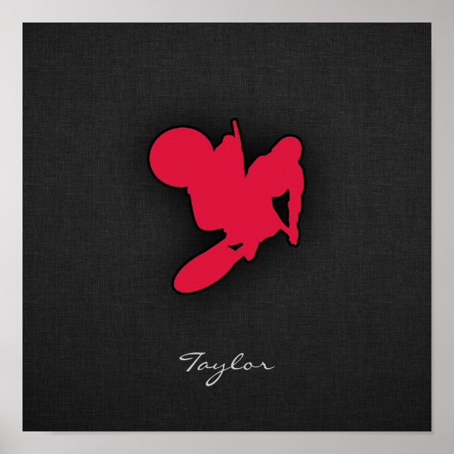 Crimson Red Motocross Poster (Front)