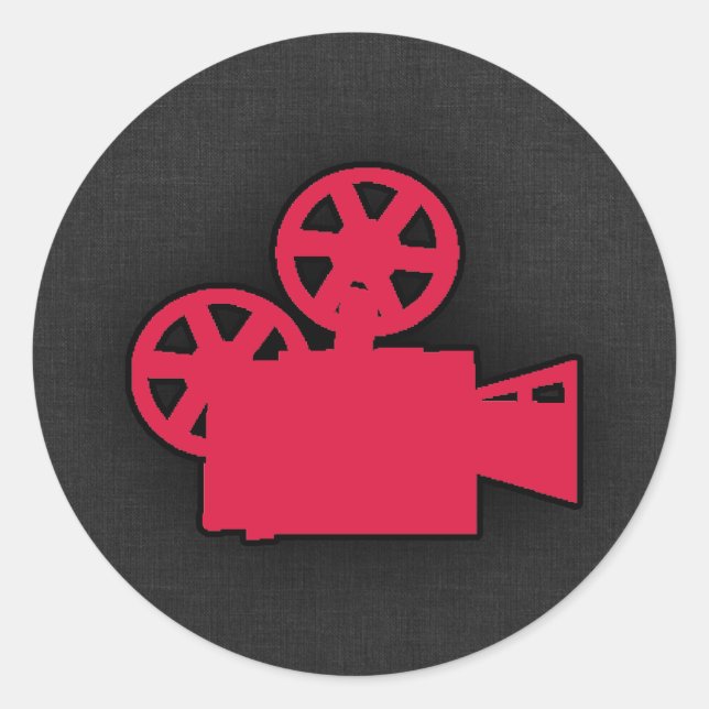Crimson Red Movie Camera Classic Round Sticker (Front)