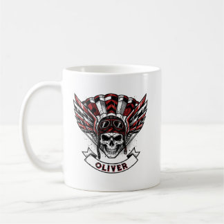 Crimson Red Paratrooper Wings & Skull Coffee Mug
