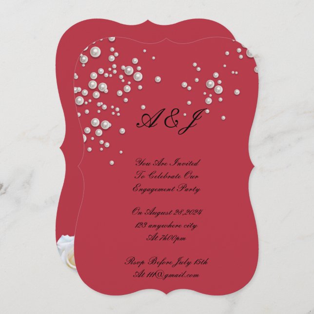 crimson red pearl invitation (Front/Back)
