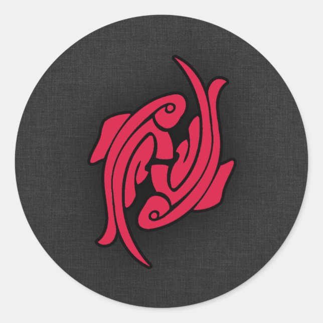 Crimson Red Pisces Classic Round Sticker (Front)