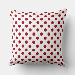 Crimson Red Polka Dots Circles Cushion