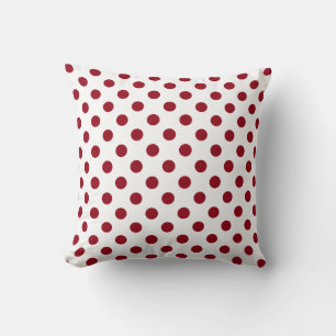 Crimson Red Polka Dots Circles Cushion