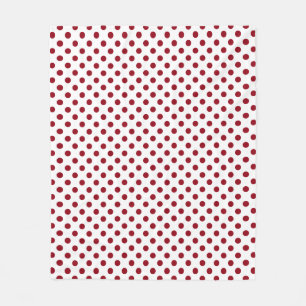 Crimson Red Polka Dots Circles Fleece Blanket