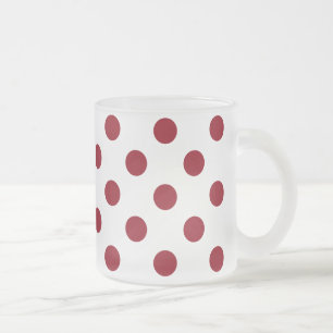 Crimson Red Polka Dots Circles Frosted Glass Coffee Mug