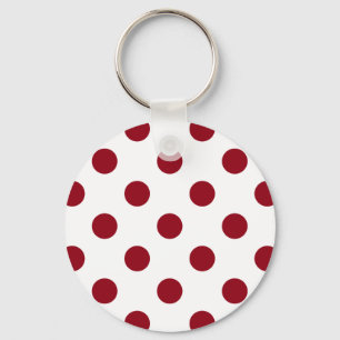 Crimson Red Polka Dots Circles Key Ring