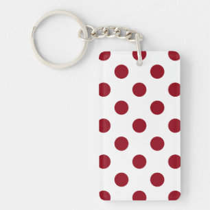 Crimson Red Polka Dots Circles Key Ring