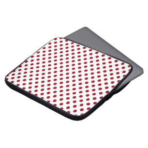 Crimson Red Polka Dots Circles Laptop Sleeve