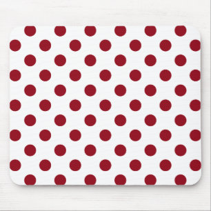 Crimson Red Polka Dots Circles Mouse Mat
