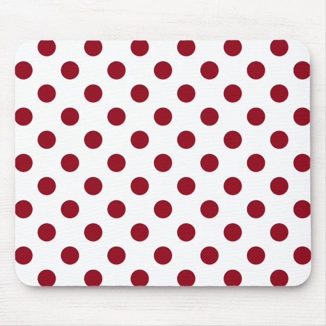 Crimson Red Polka Dots Circles Mouse Mat (Front)