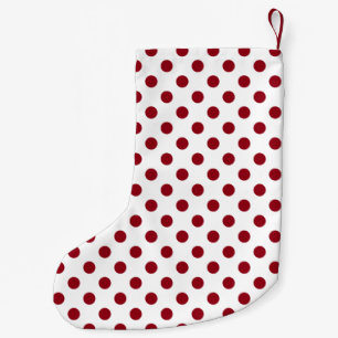 Crimson Red Polka Dots Circles Small Christmas Stocking