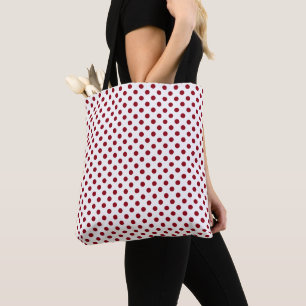 Crimson Red Polka Dots Circles Tote Bag
