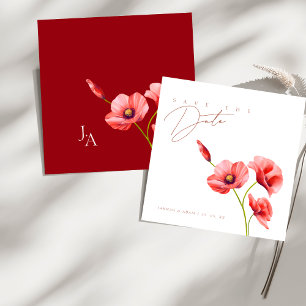 Crimson Red Poppies Floral Wedding Save The Date