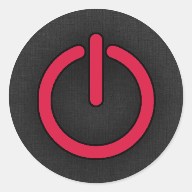 Crimson Red Power Button Classic Round Sticker (Front)