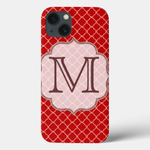 Crimson Red Quarterfoil Latti Monogram IPAD Case