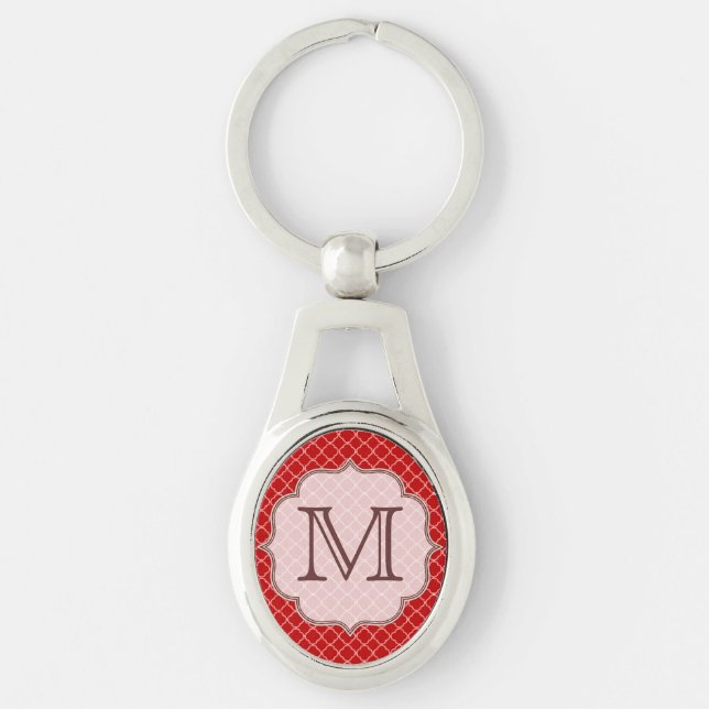 Crimson Red Quarterfoil Latti Monogram Key Chain (Front)