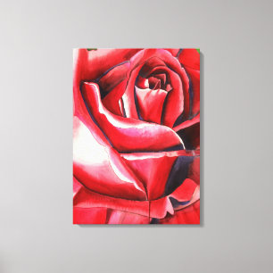 Crimson Red Rose original watercolor art painting Canvas Print