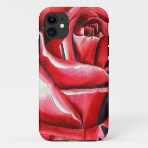 Crimson Red Rose original watercolor art painting iPhone 11 Case