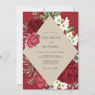 Crimson Red Rose Wedding Invitation