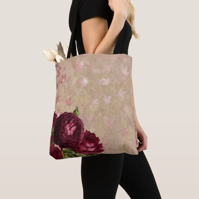 Crimson Red Roses Tote Bag (Close Up)
