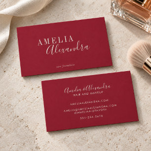 Crimson Red Script Modern Creative Branding Chic Business Card