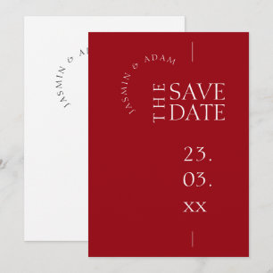Crimson Red Simple Typography Wedding Save the Date