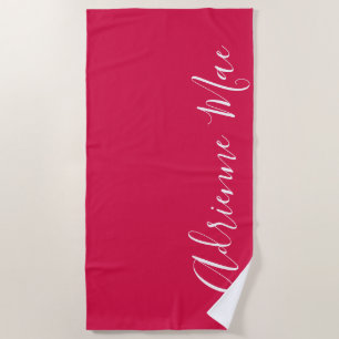 Crimson Red Simply Personalised Beach Towel