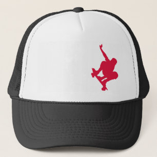 Crimson Red Skateboard Trucker Hat